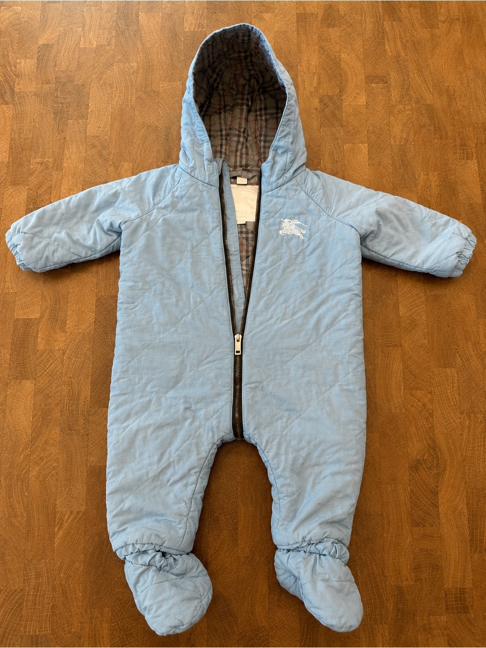 Burberry Baby Quilted Hooded Snowsuit Footed One Piece 9 Months